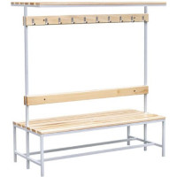 Скамья для спортивных раздевалок двухсторонняя с полкой для головного убора 1500