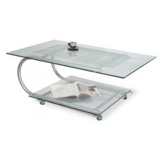 Стол журнальный Дуэт-10 Д-10 Металлик/Прозрачное Стекло
