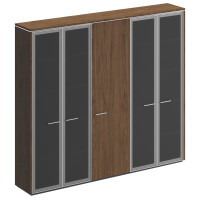 Шкаф комбинированный с высоким стеклом для одежды узкий Velar ВЛ 361-1 ДТ дуб табачный