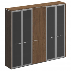 Шкаф комбинированный с высоким стеклом для одежды узкий Velar ВЛ 361-1 ДТ дуб табачный