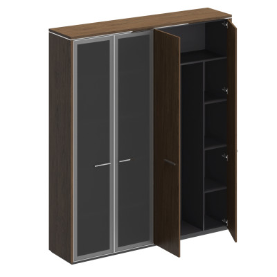 Шкаф комбинированный (для одежды + с высокими стеклянными дверями) Velar ВЛ 357 ДТ дуб табачный