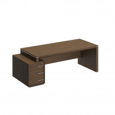 Стол руководителя левый на опорной тумбе малой Velar ВЛ 148 ДТ дуб табачный