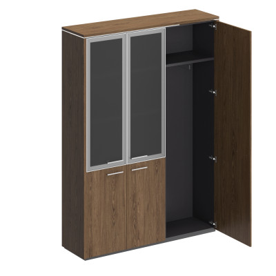 Шкаф комбинированный (со стеклом + для одежды узкий) Velar ВЛ 358 ДТ дуб табачный
