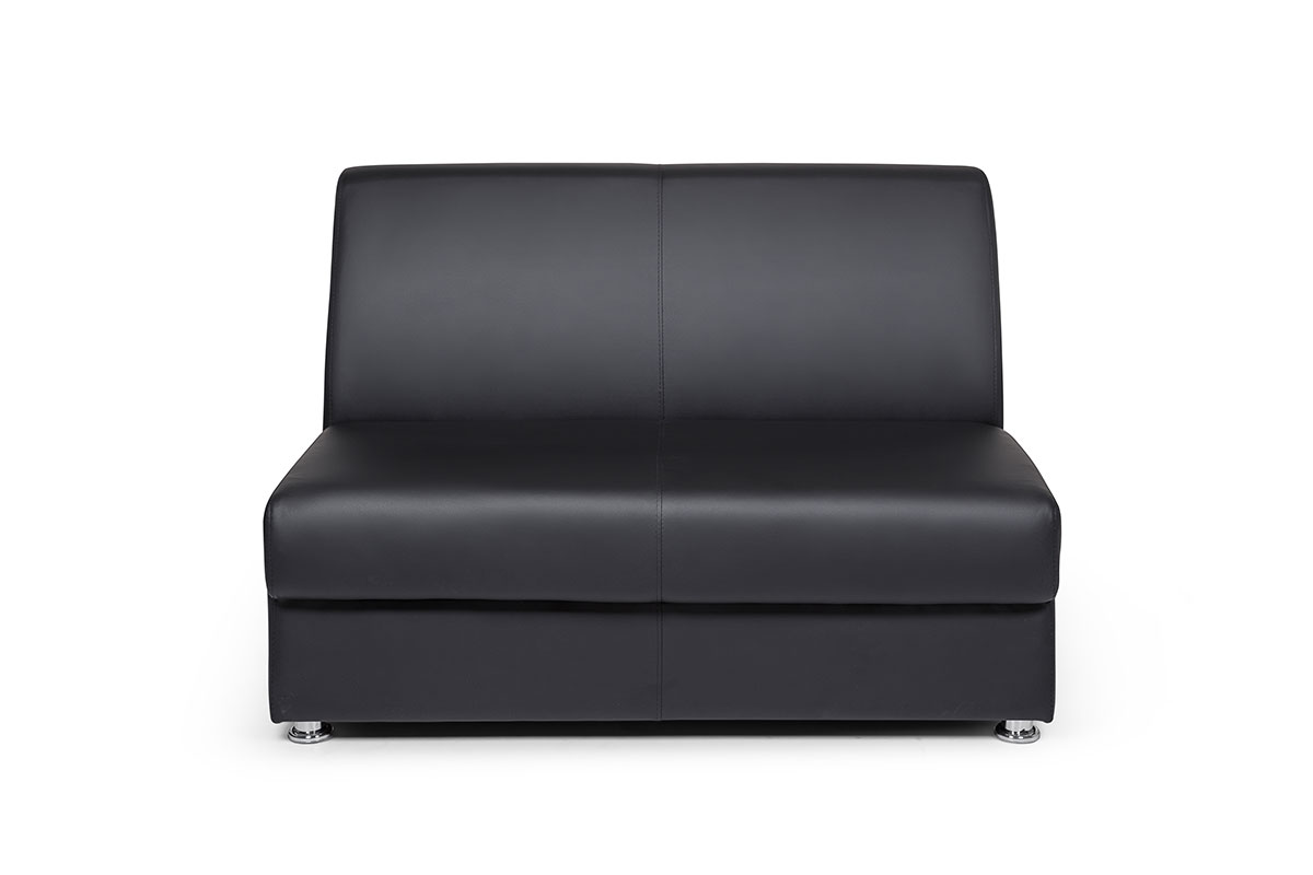 диван двухместный черный кожаный